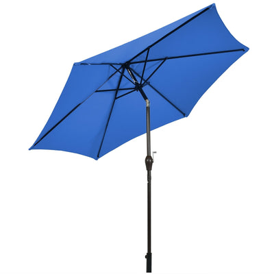 9ft Patio Market Table Umbrella with Push Button Tilt and Crank-Blue