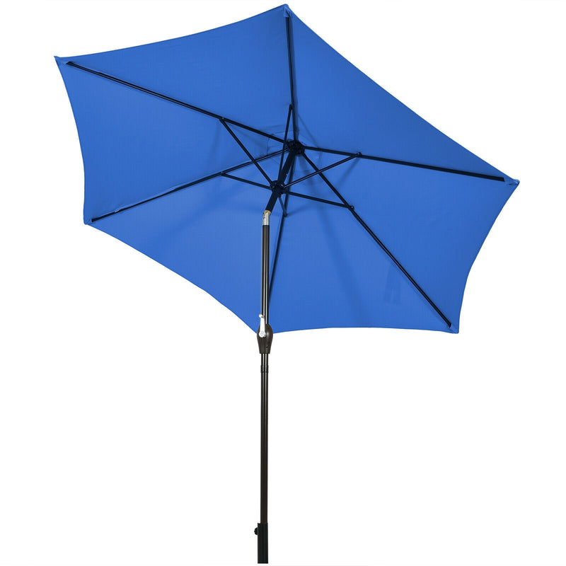 9ft Patio Market Table Umbrella with Push Button Tilt and Crank-Blue