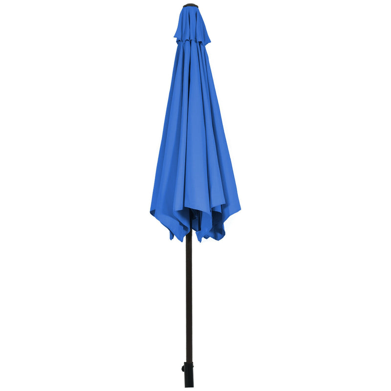 9ft Patio Market Table Umbrella with Push Button Tilt and Crank-Blue