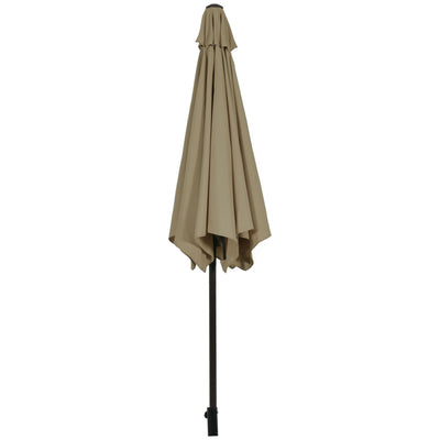 9FT Patio Umbrella Patio Market Steel Tilt W/ Crank Outdoor Yard Garden-Tan