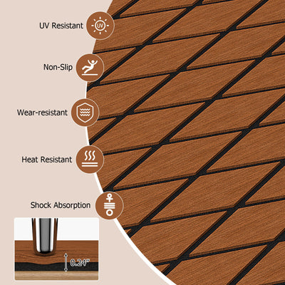 EVA Foam Boat Decking Sheet with Diamond Shape for Boat Surfboard-Brown