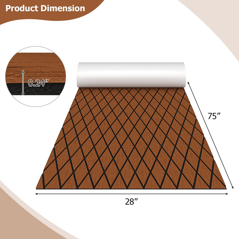 EVA Foam Boat Decking Sheet with Diamond Shape for Boat Surfboard-Brown