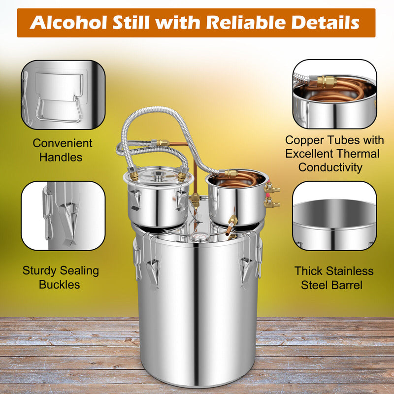 5/10 Gal 22/38 L Water Alcohol Distiller for DIY Whisky-10 Gal