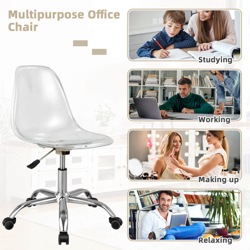 Swivel Acrylic Armless Adjustable Height Office Chair