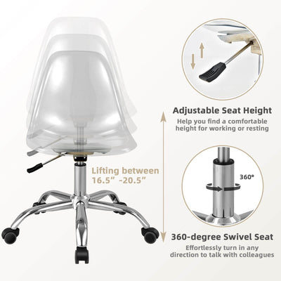 Swivel Acrylic Armless Adjustable Height Office Chair