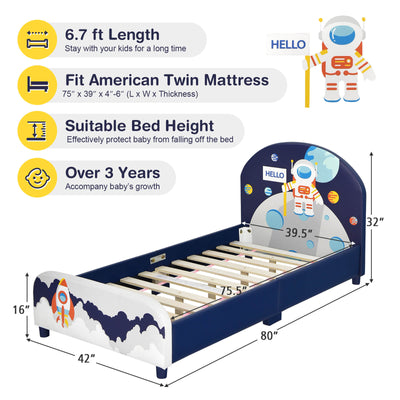 Kids Upholstered Platform Bed with Headboard and Footboard