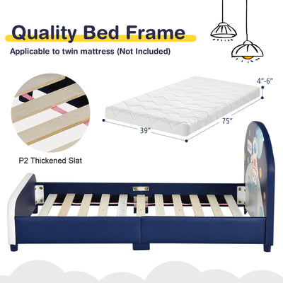 Kids Upholstered Platform Bed with Headboard and Footboard