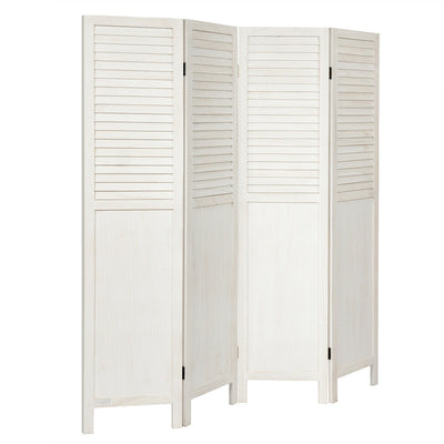 5.6 Ft Tall 4 Panel Folding Privacy Room Divider-White