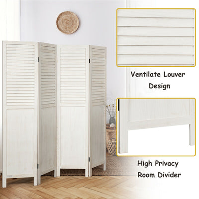 5.6 Ft Tall 4 Panel Folding Privacy Room Divider-White