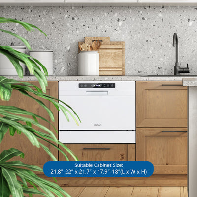 Compact Countertop Dishwasher with 6 Place Settings and 5 Washing Programs