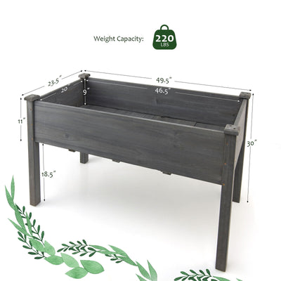 Wooden Raised Vegetable Garden Bed Elevated Grow Vegetable Planter-Gray