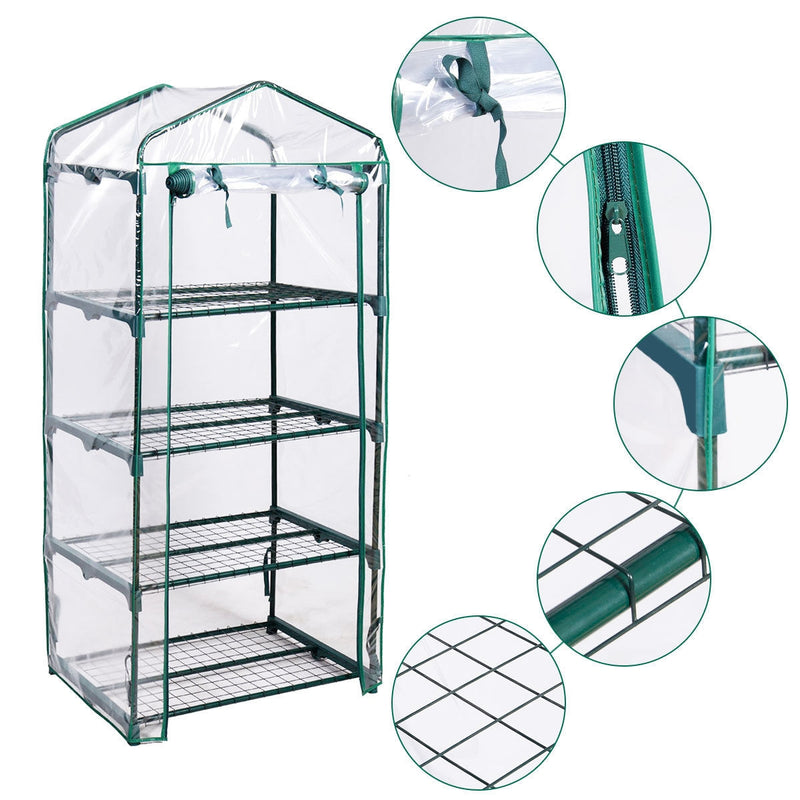 Outdoor Portable Mini 4 Shelves Greenhouse