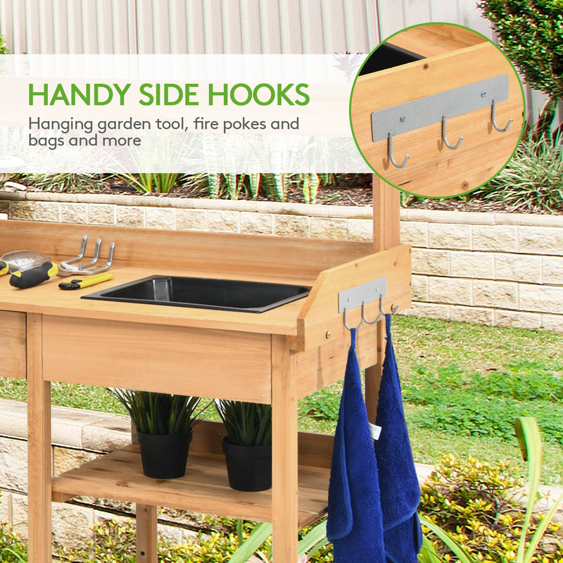 Outdoor Lawn Patio Potting Bench Storage Table Shelf