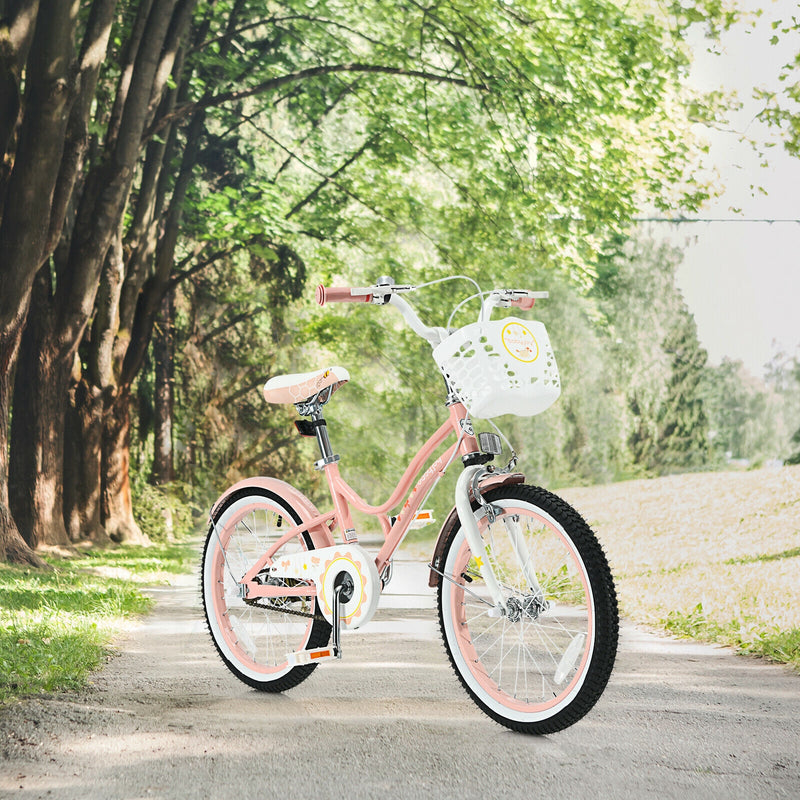 18 Inch Kids Adjustable Bike Toddlers with Training Wheels-Pink