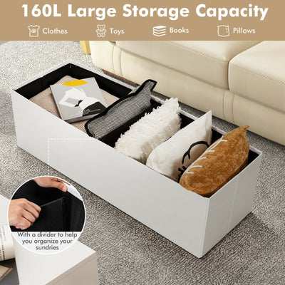 45 Inch Large Folding Ottoman Storage Seat-White