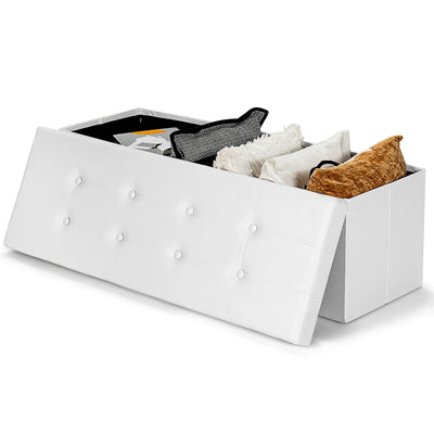 45 Inch Large Folding Ottoman Storage Seat-White