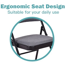 Folding Chair Set with Upholstered Seat and Fabric Covered Backrest