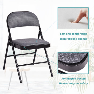 Folding Chair Set with Upholstered Seat and Fabric Covered Backrest