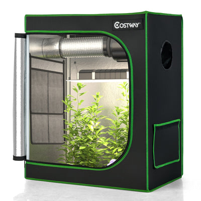 30 × 18 × 36 Inch Mylar Hydroponic Grow Tent with Observation Window and Floor Tray-Black