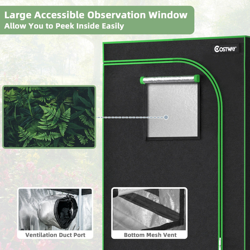 36 x 20 x 63 Inch Indoor Grow Room with Observation Window-Black