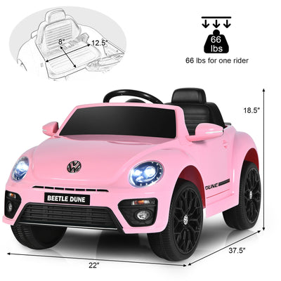 Volkswagen Beetle Kids Electric Ride On Car with Remote Control-Pink