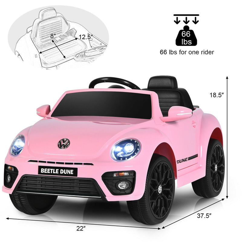 Volkswagen Beetle Kids Electric Ride On Car with Remote Control-Pink