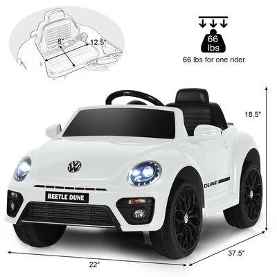 Volkswagen Beetle Kids Electric Ride On Car with Remote Control-White