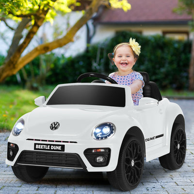 Volkswagen Beetle Kids Electric Ride On Car with Remote Control-White