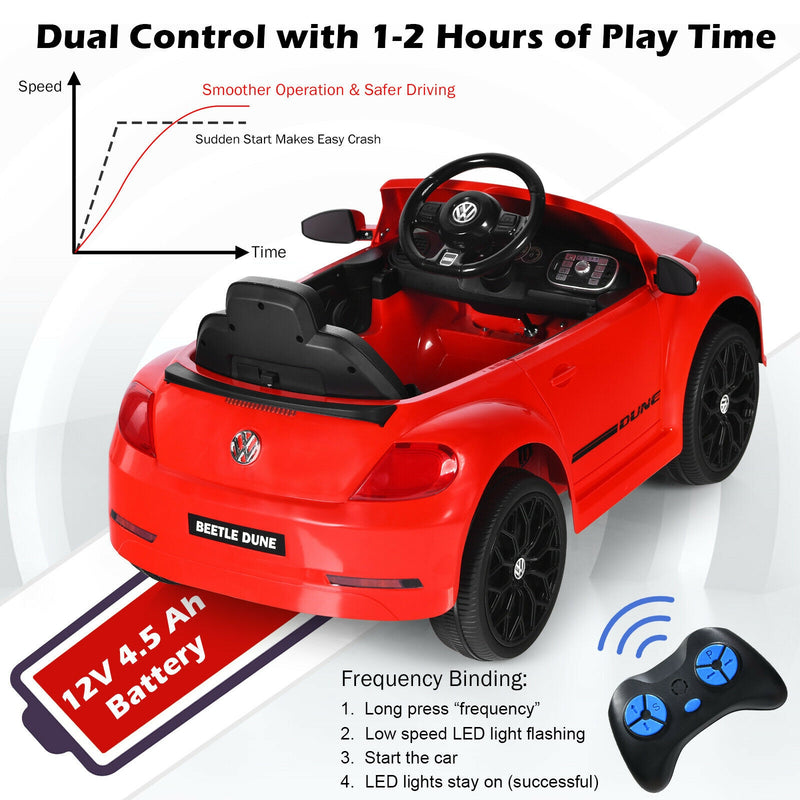 Volkswagen Beetle Kids Electric Ride On Car with Remote Control-Red