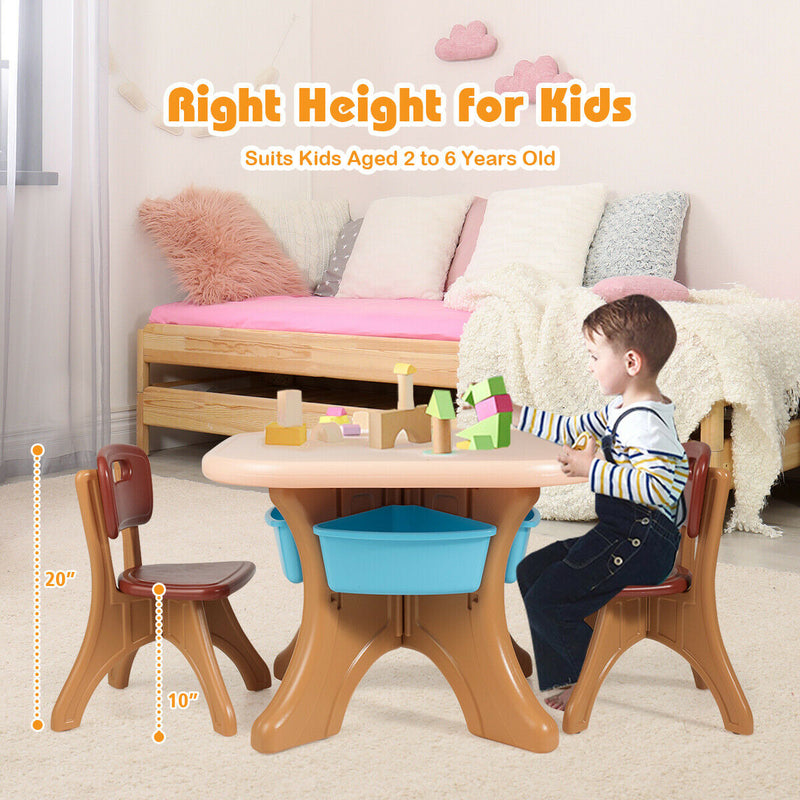 Kids Activity Table & Chair Set Play Furniture with Storage-Coffee