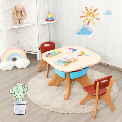 Kids Activity Table & Chair Set Play Furniture with Storage-Coffee