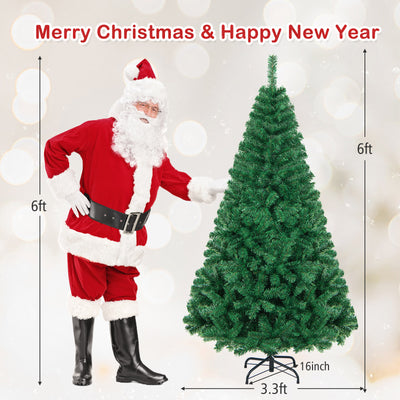 Artificial PVC Hinged Christmas Tree with Solid Metal Stand-6 ft