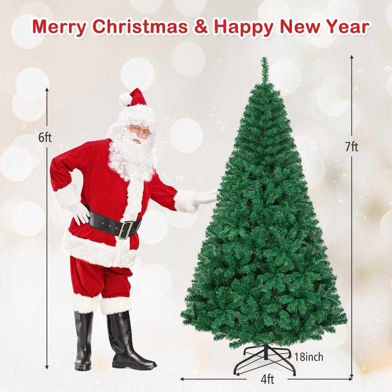 Artificial PVC Hinged Christmas Tree with Solid Metal Stand-7 ft