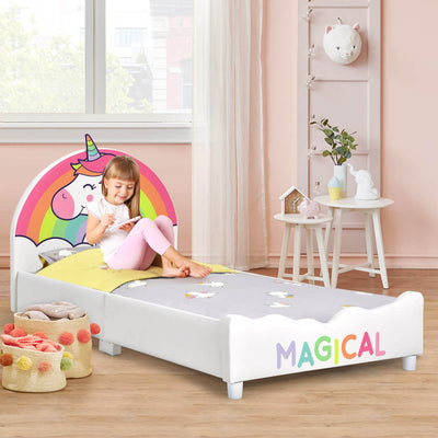 Children Twin Size Upholstered  Platform Single Bed