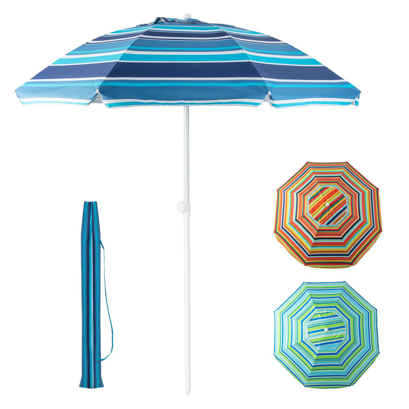 6.5 Feet Patio Beach Umbrella with Waterproof Polyester Fabric-Blue