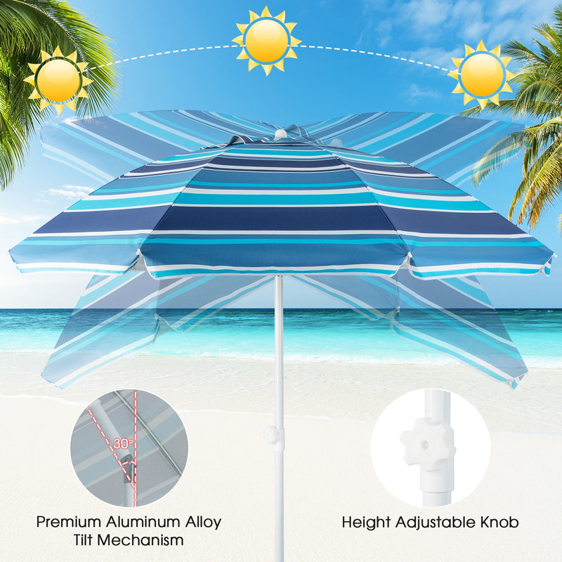 6.5 Feet Patio Beach Umbrella with Waterproof Polyester Fabric-Blue