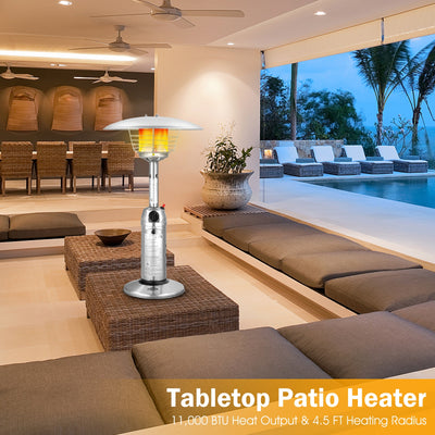 11 000BTU Portable Tabletop Patio Stainless Steel Standing Propane Heater