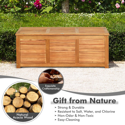 47 Gallon Acacia Wood Storage Bench Box for Patio Garden Deck