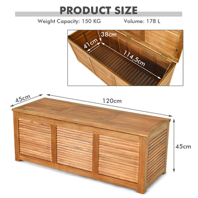 47 Gallon Acacia Wood Storage Bench Box for Patio Garden Deck