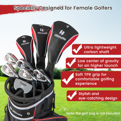 Women's 9 Pieces Complete Golf Club Set-Red