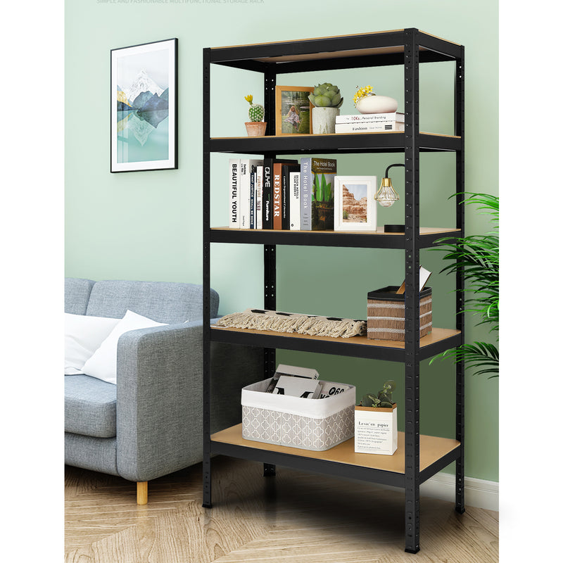 71 inch Heavy Duty Steel Adjustable 5 Level Storage Shelves-Black