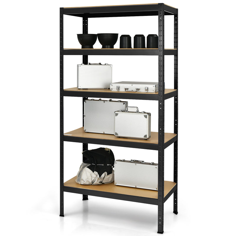 71 inch Heavy Duty Steel Adjustable 5 Level Storage Shelves-Black