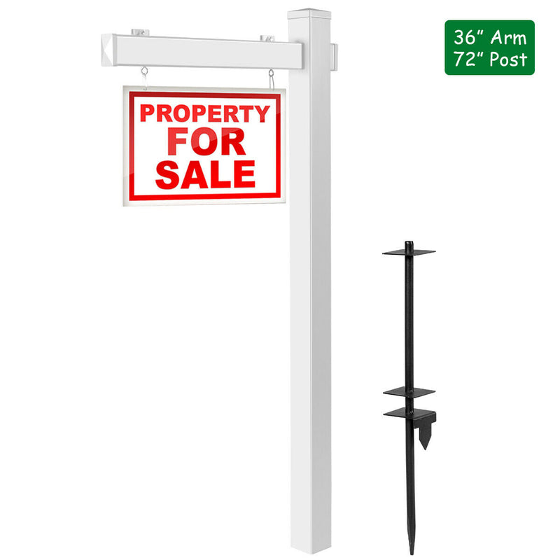 6 Feet Vinyl UPVC Real Estate Sign Post Realtor Yard Sign Post-White