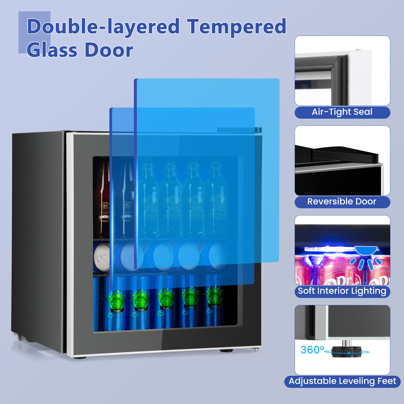 60 Can Beverage Mini  Refrigerator with Glass Door