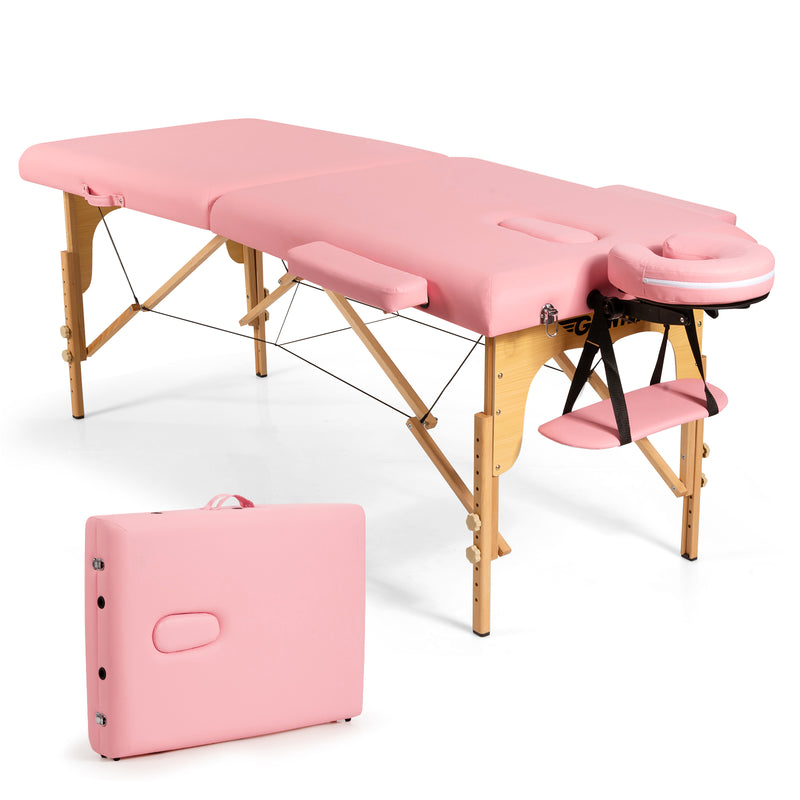 Portable Adjustable Facial Spa Bed  with Carry Case-Pink