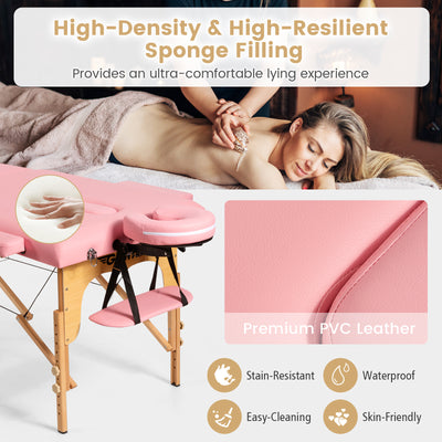 Portable Adjustable Facial Spa Bed  with Carry Case-Pink