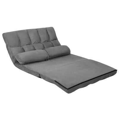 Foldable Floor 6-Position Adjustable Lounge Couch-Gray