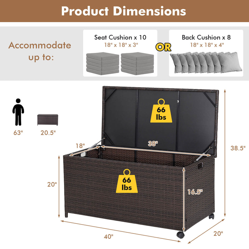 Outdoor Wicker Storage Box with Zippered Liner-50 Gallon