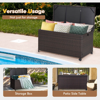 Outdoor Wicker Storage Box with Zippered Liner-50 Gallon