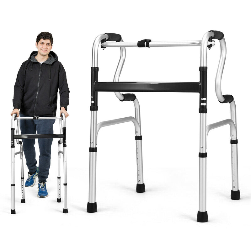 One-Button Folding Aluminum Walking Frame Walker